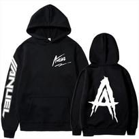 Autumn Fleece Men's Hoodies Anuel AA Real Hasta La Muerte Print Sweatshirts Streetwear Rapper Loose Pullover Casual Hooded Tops XS juoda
