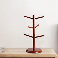 Jewelry Display Stand Storage Rack 360° Rotation Mug Shelf Tabletop Reddish brown white