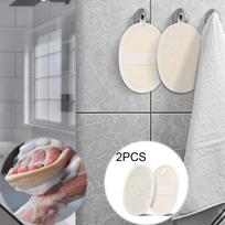 2 gabaliukai šveičiamojo kempinės pagalvėlės natūralaus rankšluosčio moliūgo kempinės šveitimo kūno pirštinės vyrams ir moterims, tinkamos maudytis SPA One Size smėlis