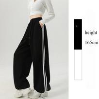 Sports Pants for Women Spring Autumn Sweatpants Side Striped Casual Pants High Waist Wide Leg Pants S juoda