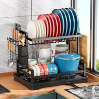 1pc Dish Drying Rack For Kitchen Counter Over The Sink, Detachable Larger Capacity 2-Tier Dish Drying Rack Drainboard Set juoda