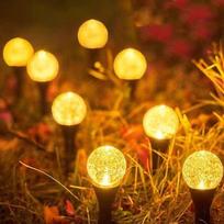 15/20LED Lauko Saulės Burbulų Vejos Lemputės Girlianda Peizažo Dekoracija IP65 Vandeniui Atsparios LED Saulės Energija Maitinamos Kuoliukų Lemputės Sodui Kiemui 15LED šilta balta spalva