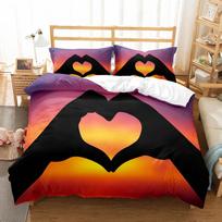 Love Duvet Cover Set Couple Hug Romantic Theme Tree Heart Shaped Polyester Comforter Cover King Full Size for Lover Bedding Set 70x133cm 2pcs