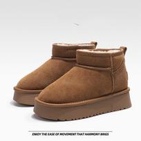 Thick bottom snow boots women fur one short boots padded waterproof warm cotton shoes 40 kupranugaris