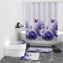 „Flower Butterfly“ skaitmeninė spausdinimo dušo užuolaida, blokuojanti vandeniui atspari vonios kambario dekoratyvinė užuolaida W90cm*L180cm