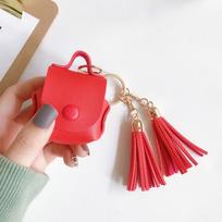 Dirbtinės odos raktų pakabukas ausinių dėklas Earbud apsauginis dangtelis Bluetooth ausinių priedai raudona