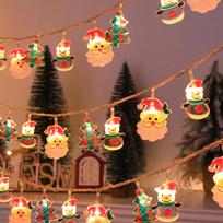 Christmas Light Strings Snowman Santa Christmas Tree Ornaments Festive Window Dressing Lights Warm Combination 10LEDs Battery Box black