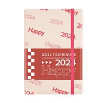 PU Leather 2024 Agenda Book Office Stationery Daily Weekly Planner Fashion Days Weekly Notebook raudona