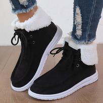 Autumn Winter Middle Tube Suede Snow Boots For Women Cross-Border Large Size Velvet Round Toe High Top Flat Bottom Cotton Boots 36-43 36 juoda