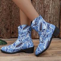 Cowboy Women Ankle Boots Pointed Toe Designer Mid Heels Shoes  Trend Chunky Fad Pumps Winter Chelea Boots New Botas De Mujer 42 black
