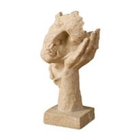 Abstrakti statula Derva Stalo ornamentai Skulptūra Miniatiūrinės figūrėlės Veidas Charakteris Skandinaviški meno amatai Biuras Namai beige