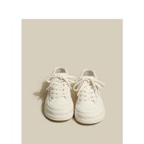 2024 Genuine Leather White Shoes Women's Canvas Sneakers Student Thick Dissolving Heels White Shoes Lace Up Sports Shoes for Women 35