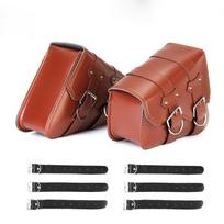 Brown PU Leather Style Saddle Bag Motorcycle Luggage Side Tool Bag for Honda Yamaha Suzuki Harley Sportster XL 883 XL1200 brown