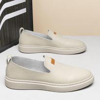 Fashion2024 Spring Fashion New Men's Leather Comfortable Lazy Shoes Driving Shoes Brand Four Seasons Leisure Outdoor Sports Board Shoes 38 smėlis