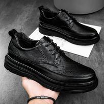 FashionOxford Shoes for Men Office 2024 genuine leather Casual Business Formal Shoe Men Platform Shoes for Men Wedding Dress shoes 6.5 juoda