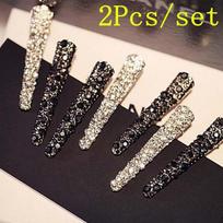 Rhinestone Hair Accessories Hairpin Side Bang Clip Shiny Alloy Toothed Pearl Head Clip Duckbill Clip gray