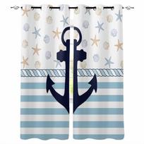 Anchor Sea Star Shell Rope Blackout Curtains For Living Room Bedroom Window Treatment Blinds Drapes W135 x H60cm gray
