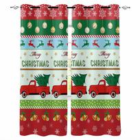 Car Christmas Deer Letter Snowflake Stripe Blackout Curtains For Living Room Bedroom Window Treatment Blinds Drapes W135 x H60cm blue
