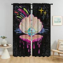 Shades Wave Sun Curtains for Bedroom Blackout Curtains 2 Pieces Partition Halloween Decoration Window Curtain Living Room Camera W50xH70cmx2pcs red