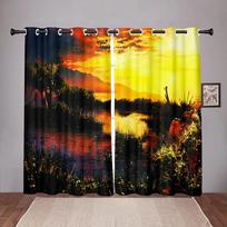 2PiecesNature Landscape Sunset Sea Blackout Window Curtains for Bedroom Living Room Bathroom Kicthen Door Hall High Shading New W55 X H120cm X 2&Grommet Top purple