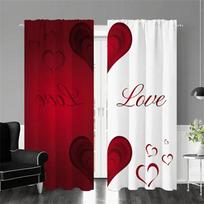 Romantic Heart Happy Valentine's Day Window Curtains Blinds For Living Room Kids Bedroom Bathroom Kicthen Door Home Decor2Pcs W65X60H(cm)X2Pcs&Hook