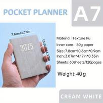 2025 A7 Pocket-Sized Daily Planner - Slim Weekly Agenda with Bookmark, Red, Ideal for Students & Gift Packaging A7 white