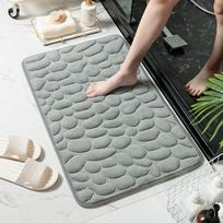Hot Sale Bathroom Anti-slip Carpet Pebble Embossed Bathroom Hand Wash Basin Bathtub Side Carpet Shower Door Mat Memory Foam 40x60cm pilka