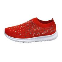 Fashion Women's mesh walking shoes, jazz Latin dance socks, sports shoes, tennis shoes, women's knitted running shoes 35 raudona