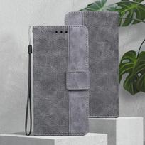 Geometrinis įspaustas odinis dėklas Motorola G35 G55 G85 G34 G04 G84 G54 G14 E13, su stoveliu, piniginė, kortelių laikikliai, knygos tipo dėklas Motorola Edge 50 Motorola G35 pilka