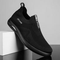 Fashion Outdoor Mesh Men Running Shoes Slip on Men Sports Shoes Lightweight Comfortable Breathable Walking Sneakers Male Tennis Shoes 39 juoda