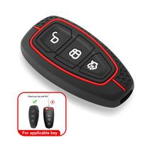 Silikoninio rakto dangtelio apsauginis korpusas, skirtas Ford Fiesta Transit Custom Mondeo Kuga 2 Ecosport Focus Mk4 3 mygtukais, sulankstomas juoda