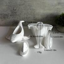 DIY Gypsum Cement Aromatherapy Candle Cup with Lid 3D Whale Ocean Storage Tank Plaster Mirror Silicone Mold Creative Decoration white
