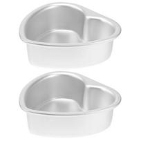 2 Pcs Heart Shaped Cake Molds for Baking Aluminum Alloy Bread Pans Reusable Bakeware Easy to Demould Suitable for Daily white