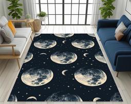 Modern Art Moon Star Area Rug Living Room Mat Yellow Carpet Cloud Black Indoor Doormat Mysterious Fashion Bedroom Decorative 40X60cm-16x24in gray