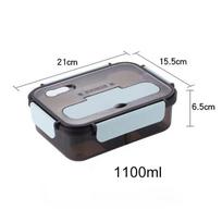 Naujo dizaino Lunch Bento Box 1100ml Mikrobangų krosnelė Biuras Mokyklinis Piknik Kelioninis Maisto Talpyklos Dėžė stalo reikmenims Namuose gray