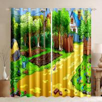 Safari Animals Cartoon Jungle Forest Window Curtains Blinds For Living Room Kids Bedroom Bathroom Kicthen Door Home Decor 2Pcs 100W130H(CM)40x51in&rod pocket
