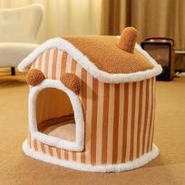 Warm Winter Cat Dog House Deep Sleep Pet Nest Fun Comfort Nest for Small Medium Cat Dogs Pet Supplies S beige