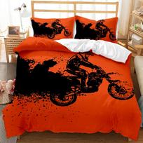 Motocross Rider Bedding Set Extreme Sports Themed Duvet Cover For Teens Motorcycle Pattern Comforter Cover Dirt Bike Duvet Cover EU single(135x200cm) white
