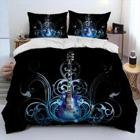 3PC Bedding Set Classical Electric Guitar 3D Printed Duvet Cover BeddingSet Comfortable Breathable Luxury Sheet Cotton Bedding EU single(135x200cm)