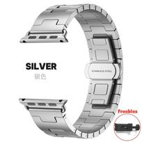Prabangi titano apyrankė skirta Apple Watch Series 10 46mm 42mm metalinei verslo apyrankei iWatch Ultra1/2 49mm 45mm 44mm 38mm 40mm 41mm laikrodžio apyrankė SE 38mm 40mm 41mm sidabras