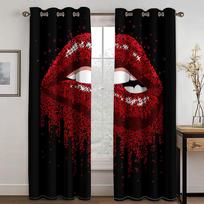 Sexy Red Lips Rainbow Abstract Art Mouth Girl Light Filtering Drapes Window Curtains for Living Room Bedroom 2 Pieces Decor (W50H130cm)-2pcs&Grommet Top pink