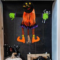 Crashing Witch into Tree Halloween Decoration 31.5x33.4inch Funny Hanging Ornament for Front Porch