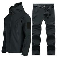 Ryklių odos softshell striukės kostiumas vyriškas žieminis plius aksominis šiltas alpinizmo kostiumas vandeniui atsparus ir neperpučiamas slidinėjimo dviračių kostiumas XXXL juoda