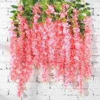 24 vnt Wisteria pakabinamos gėlės Dirbtinių gėlių girlianda vestuvių dekoravimui 3,7 pėdų gėlių vynmedžio šilko gėlių gėlės Vestuvių arkos vakarėlis lauke One Size šviesiai violetinė spalva