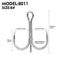 20pcs High Carbon Treble Hooks - Super Sharp, Solid Size 1#-14# Triple Barbed Steel Fishing Lure - Jigging Fishing Hook gray