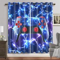 2 panel Gamepad Printed Curtains for Esports Room Large Windows Floor-to-ceiling Window Blinds Grommet Top cortinas Drapes 100W130H(CM)40x51in&rod pocket