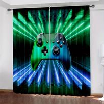 2pcs Shinny Lightsaber Gamed Pattern Curtains Decorative Window Drapes Window Treatments For Bedroom Living Room Home Decor 100W130H&Grommet Top green