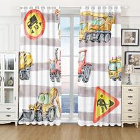 2pcs Cute Cartoon Toy Car Kids Boy Curtains Window Treatment for Bedroom Office Kitchen Living Room Study Home Decor Grommet Top (W50cmxH130cm)x2&Grommet Top white