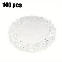 1set/ 140pcs white lace paper blinds, disposable lace paper blinds for table, round paper blinds for cake crafts party wedding tableware decoration Pack of 140