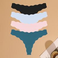 4 vnt. besiūliai trikotažiniai apatiniai moterims, itin minkštos kelnaitės, seksuali kvėpuojanti vientisa T formos nugarėlė, moteriškos žemo liemens tamprios G-string kelnaitės XL&4pcs beige